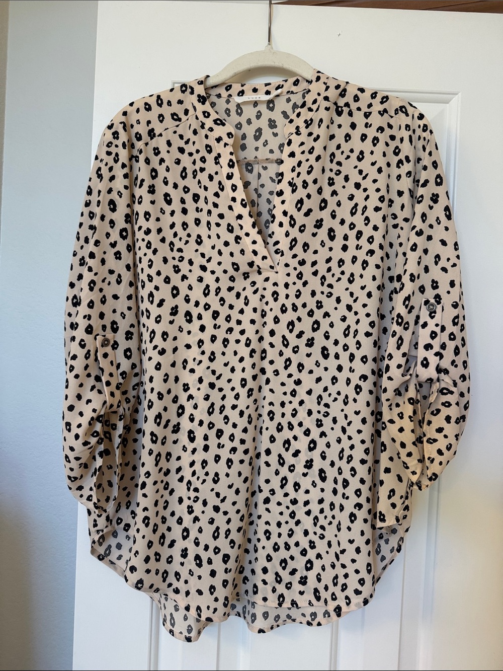 Lush Beige Tunic with Black Leopard Print
